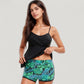 Tankini Swimsuit with Spaghetti Strap Top and Leaf Print Swim Shorts Set