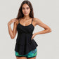 Tankini Swimsuit with Spaghetti Strap Top and Leaf Print Swim Shorts Set