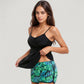 Tankini Swimsuit with Spaghetti Strap Top and Leaf Print Swim Shorts Set