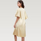 Satin Midi Dress with V-Neckline and Flutter Sleeves for a Relaxed Elegant Fit