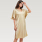 Satin Midi Dress with V-Neckline and Flutter Sleeves for a Relaxed Elegant Fit