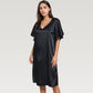 Satin Midi Dress with V-Neckline and Flutter Sleeves for a Relaxed Elegant Fit