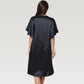 Satin Midi Dress with V-Neckline and Flutter Sleeves for a Relaxed Elegant Fit
