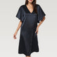 Satin Midi Dress with V-Neckline and Flutter Sleeves for a Relaxed Elegant Fit