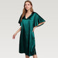 Satin Midi Dress with V-Neckline and Flutter Sleeves for a Relaxed Elegant Fit