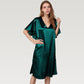 Satin Midi Dress with V-Neckline and Flutter Sleeves for a Relaxed Elegant Fit