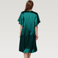 Satin Midi Dress with V-Neckline and Flutter Sleeves for a Relaxed Elegant Fit