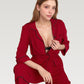 Button Front Pajama Jumpsuit with Contrast Trim and Waist Tie Detail