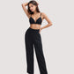 3-Piece Pajama Set with Bralette Top, Button Down Shirt, and Wide Leg Pants
