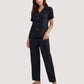 3-Piece Pajama Set with Bralette Top, Button Down Shirt, and Wide Leg Pants