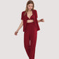 3-Piece Pajama Set with Bralette Top, Button Down Shirt, and Wide Leg Pants