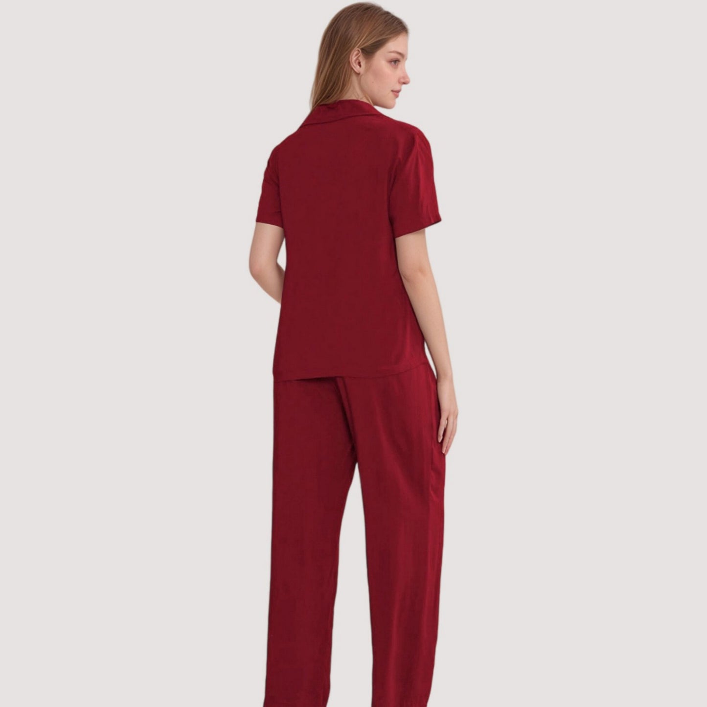 3-Piece Pajama Set with Bralette Top, Button Down Shirt, and Wide Leg Pants