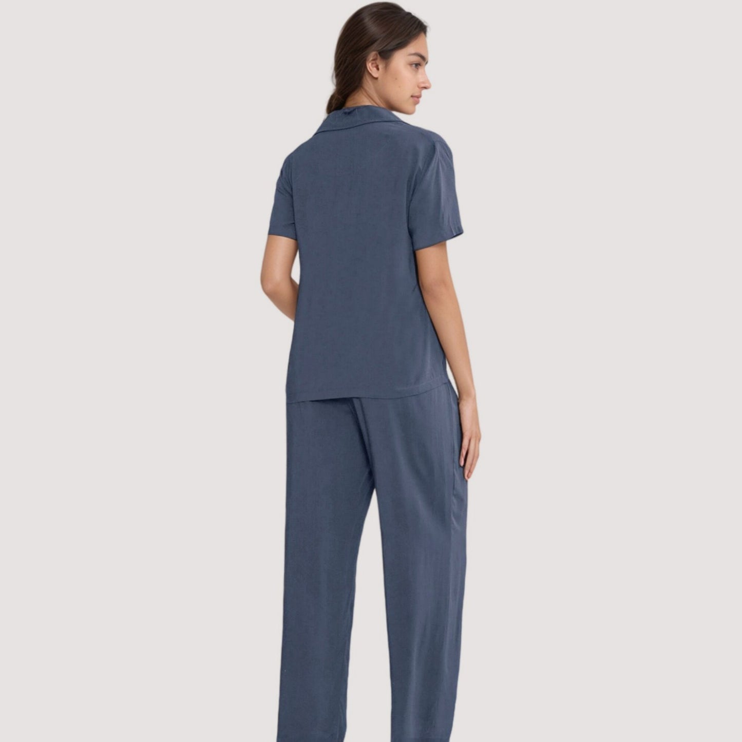 3-Piece Pajama Set with Bralette Top, Button Down Shirt, and Wide Leg Pants