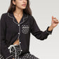 Polka Dot Pajama Set with Long Sleeve Button Top and Elastic Waist Pants