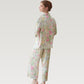 Satin Floral Print Pajama Set with Long Sleeve Button Up Shirt and Matching Relaxed Fit Pants