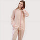 Striped Woven Pajama Set with Collared Long Sleeve Top and Cuffed Wide Leg Pants