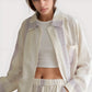Striped Woven Pajama Set with Collared Long Sleeve Top and Cuffed Wide Leg Pants