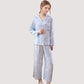 Light Woven Pajama Set with Whimsical Floral Outline Print and Relaxed Button-Up Fit