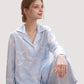 Light Woven Pajama Set with Whimsical Floral Outline Print and Relaxed Button-Up Fit