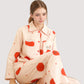 Woven Pajama Set with Playful Tomato Print and Relaxed Button-Up Fit for Everyday Lounging