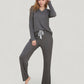 V-Neck Long Sleeve Knit Top and Drawstring Waist Lounge Pants Two Piece Set