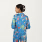2-Piece Set Long Sleeve Button Front Pajama Set with Botanical Animal Print and Soft Silky Fabric for Relaxed Comfort