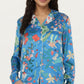2-Piece Set Long Sleeve Button Front Pajama Set with Botanical Animal Print and Soft Silky Fabric for Relaxed Comfort
