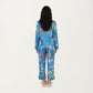 2-Piece Set Long Sleeve Button Front Pajama Set with Botanical Animal Print and Soft Silky Fabric for Relaxed Comfort