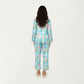 2-Piece Set Button Front Pajama Set with Ocean Print and Soft Silky Fabric for Relaxed Comfort
