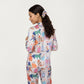 2-Piece Set Long Sleeve Button Front Pajama Set with Cat Print and Soft Silky Fabric for Relaxed Comfort