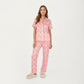 2-Piece Set Short Sleeve Button Front Pajama Set with Leopard Print and Soft Fabric for Relaxed Comfort