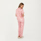 2-Piece Set Short Sleeve Button Front Pajama Set with Leopard Print and Soft Fabric for Relaxed Comfort