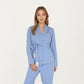 2-Piece Set Long Sleeve Belted Wrap Top and Relaxed Fit Pants Pajama Set with Shawl Collar and Soft Lightweight Fabric
