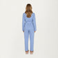 2-Piece Set Long Sleeve Belted Wrap Top and Relaxed Fit Pants Pajama Set with Shawl Collar and Soft Lightweight Fabric