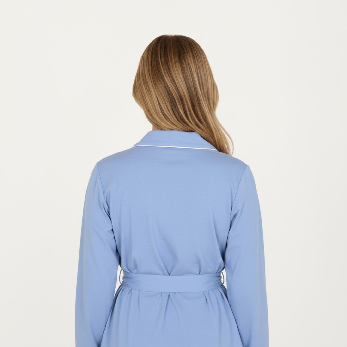 2-Piece Set Long Sleeve Belted Wrap Top and Relaxed Fit Pants Pajama Set with Shawl Collar and Soft Lightweight Fabric