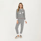 2-Piece Set Long Sleeve Pullover Top with Fuzzy Collar and Relaxed Fit Pants Pajama Set in Soft Knit Fabric