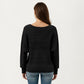 Long Sleeve Striped Knit Sweater with Boat Neckline and Relaxed Fit