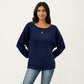Long Sleeve Striped Knit Sweater with Boat Neckline and Relaxed Fit