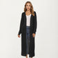 Open Front Long Knit Cardigan with Pockets and Ribbed Trim