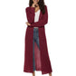 Open Front Long Knit Cardigan with Pockets and Ribbed Trim