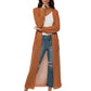 Open Front Long Knit Cardigan with Pockets and Ribbed Trim