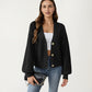 Button Front Knit Cardigan with Long Lantern Sleeves and Relaxed Fit