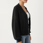 Button Front Knit Cardigan with Long Lantern Sleeves and Relaxed Fit