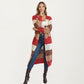 Long Sleeve Open Front Knit Cardigan with Bold Color Block Stripes