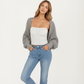 Open Front Long Sleeve Knit Shrug Cardigan with Cropped Fit