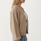 Open Front Long Sleeve Knit Cardigan with Relaxed Fit and Ribbed Hem