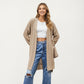 Long Sleeve Open Front Knit Cardigan with Relaxed Fit and Textured Detailing