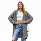 Long Sleeve Open Front Knit Cardigan with Relaxed Fit and Textured Detailing