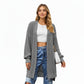 Long Sleeve Open Front Knit Cardigan with Relaxed Fit and Textured Detailing