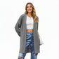 Long Sleeve Open Front Knit Cardigan with Relaxed Fit and Textured Detailing